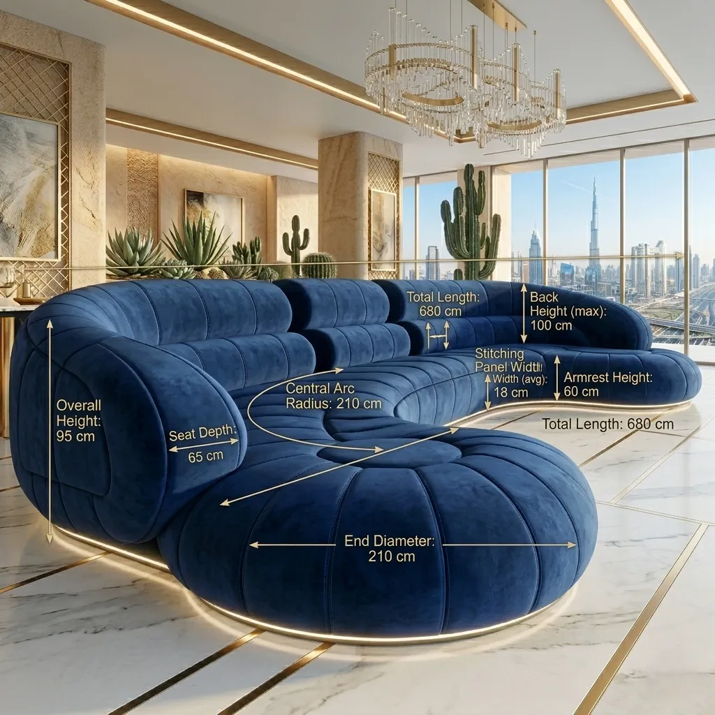 Black Leather Curved Sofa Dubai
