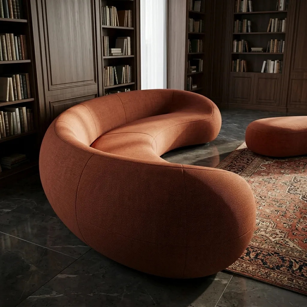Blue Velvet Curved Sofa Dubai