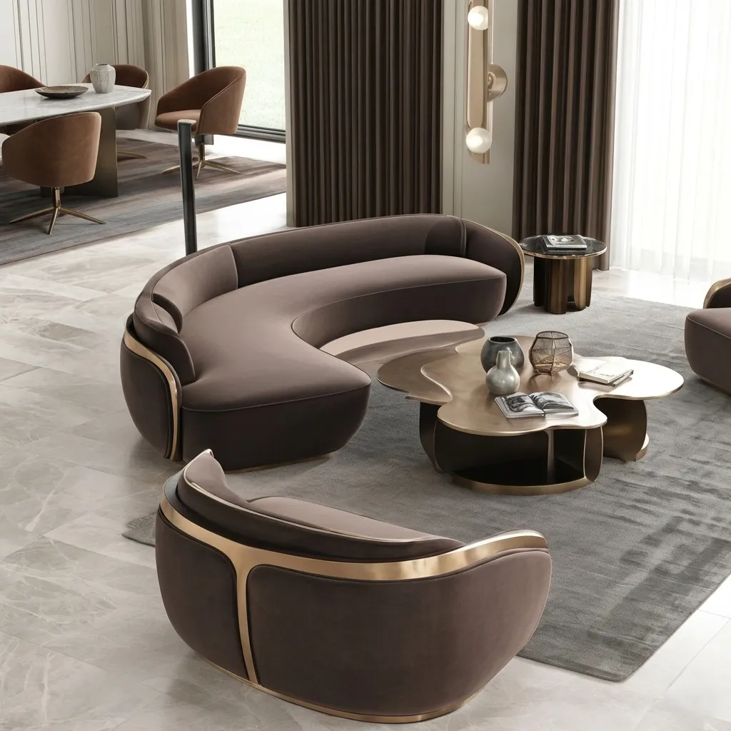 Burgundy Velvet Sectional Dubai