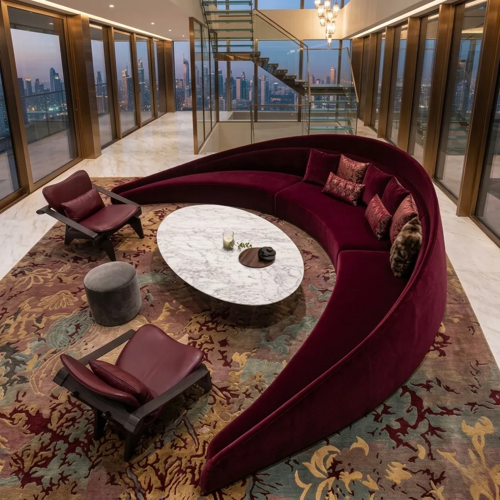 Crescent Leather Sofa Dubai
