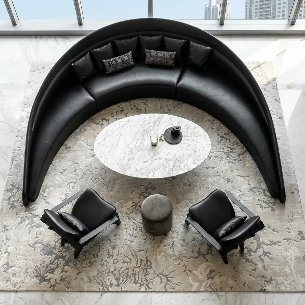 Crescent Leather Sofa Dubai