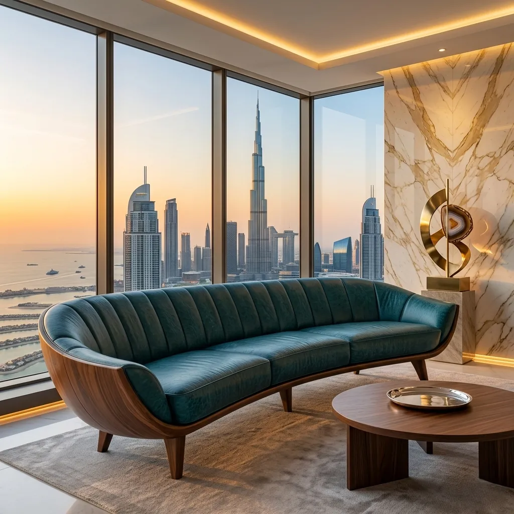 Mid-Century Curved Sofa Dubai