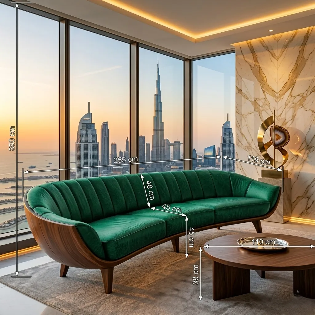 Mid-Century Curved Sofa Dubai