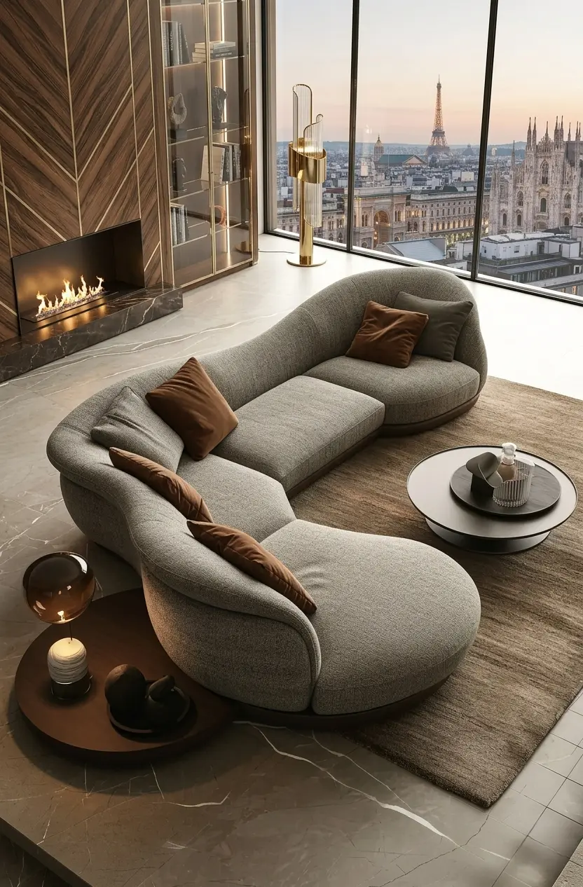 Serpentine Curve Modular Sectional