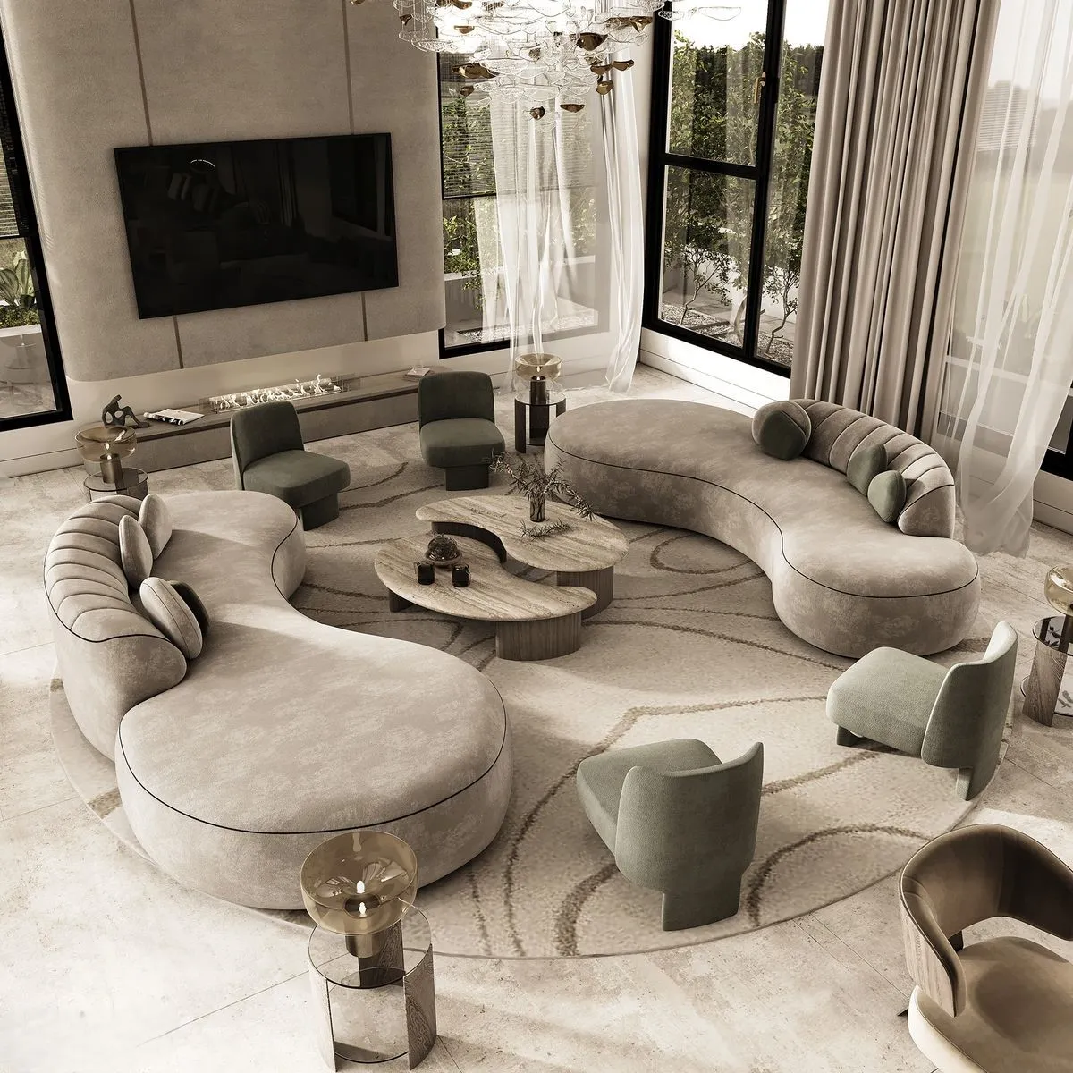 Symmetrical Curved Sofa Dubai