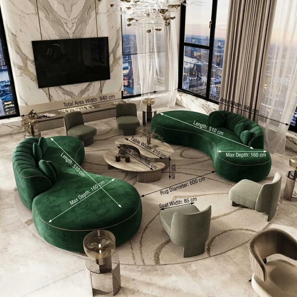 Symmetrical Curved Sofa Dubai
